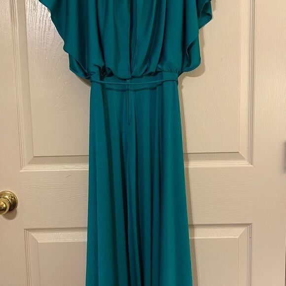 Vintage Green Angel Sleeve 70s Dress - Picture 2 of 8